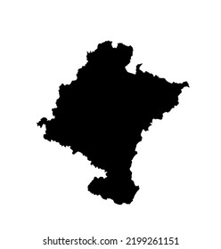 Navarra map vector silhouette illustration isolated on white background. High detailed illustration. Spain province, part of autonomous community Navarre. Country in Europe, EU member.