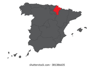 Navarra red map on gray Spain map vector