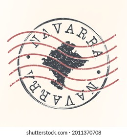 Navarra Stamp Map Postal. Silhouette Seal Roads and Streets. Passport Round Design. Vector Icon. Design Retro Travel National Symbol.