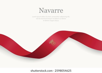 Navarre Flag on Waving Ribbon with Elegant Design. Autonomous community of Spain