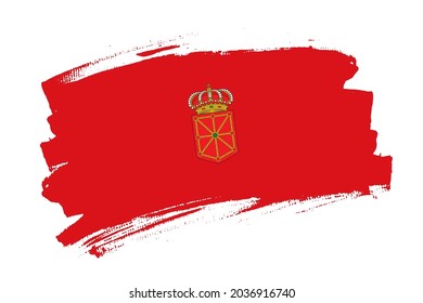 The Navarre flag, Spain. Chartered Community of Navarre banner brush style. Horizontal vector Illustration isolated on white background.  