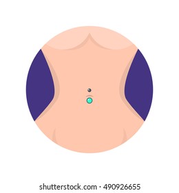 navel piercing. body piercing jewelry icon. vector illustration