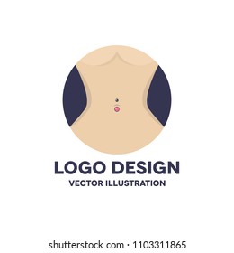 navel piercing vector icon