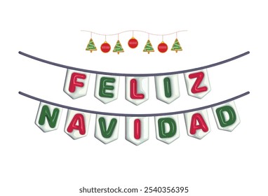 Navidad Background Feliz Banner Vector with festive elements. This Navidad Background features a Feliz Navidad Banner in Vector format, adorned with festive elements perfect for holiday celebrations.