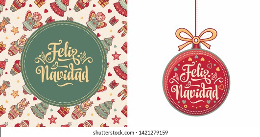 Navidad. Feliz navidad. Christmas banner. Xmas Background design shristmas greeting card. Merry Chrismas Happy Holyday. Xmas card on Spanish. Warm wishes for happy holidays in Spain. Winter decor 