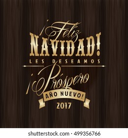 navidad feliz spanish lettering merry christmas and happy new year logo template of greeting card in spanish on vintage vector new wood background that make a difference in your new design feliz navid