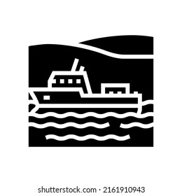 navigable river glyph icon vector. navigable river sign. isolated contour symbol black illustration