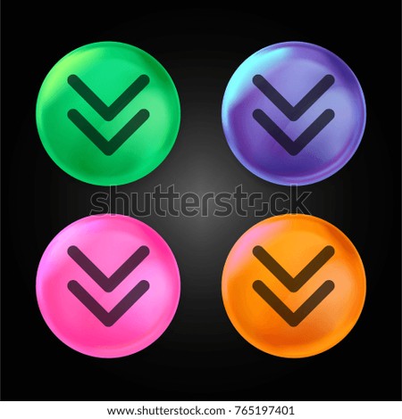 navigate arrows pointing to down crystal ball design icon in green - blue - pink and orange.