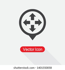 Navigate Icon, Move Cursor Icon In Map Pin Vector Illustration Eps10