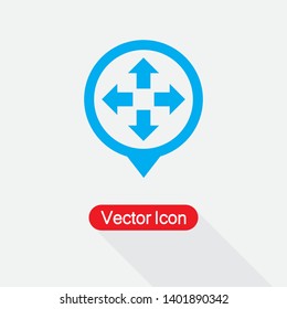 Navigate Icon, Move Cursor Icon In Map Pin Vector Illustration Eps10