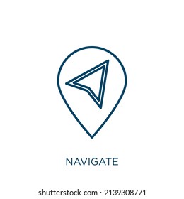 navigieren Sie das Symbol. Dünne Linearnavigationssymbol einzeln auf weißem Hintergrund. Zeilenvektornavigationszeichen, Symbol für Web und Mobile