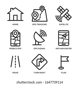 navigate icon vector logo template, flag, road, satellite, mobile