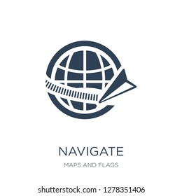 navigate icon vector on white background, navigate trendy filled icons from Maps and Flags collection, navigate vector illustration