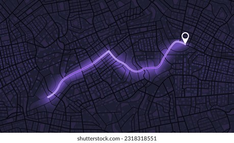 Navigate mapping technology dashboard GPS tracking map, showing movement on the streets of the city. Decorative graphic tourist map. Abstract transportation background. Vector illustration