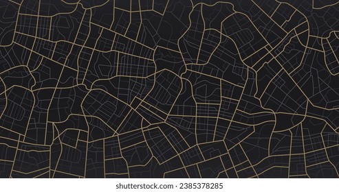Navigate mapping technology for distance data, path turns. Abstract map with unique lines, geometric patterns background. Huge city top view. Streets, blocks, route for movement on the streets. Vector