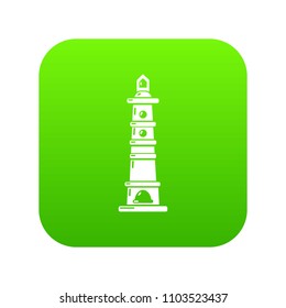 Navigate tower icon green vector isolated on white background