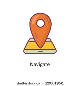 Navigate Vector Filled outline Icon Design illustration. Travel Symbol on White background EPS 10 File