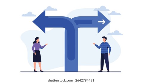 Navigating Choices Two Individuals at a Crossroads of Left and Right Decisions in Life