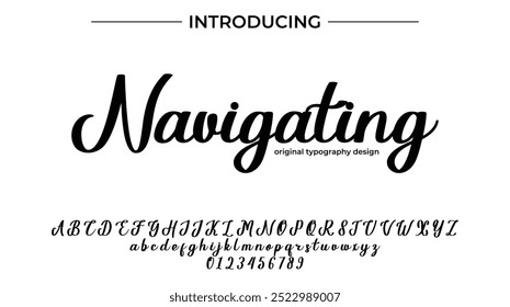 Navigating Font Stylish brush painted an uppercase vector letters, alphabet, typeface