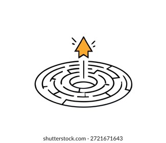 Im Labyrinth der Herausforderungen einen direkten Weg zu finden, symbolisiert Problemlösung, Erfolg und die Entdeckung der optimalen, bahnbrechenden Lösung aus der Komplexität