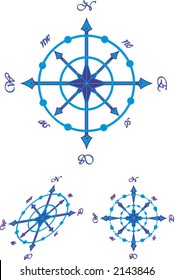 Navigating sea compass. The vector image.