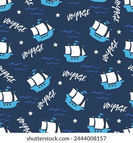 Navigating Ship Waves Seamless Nautical Elegance can be use for background and apparel design