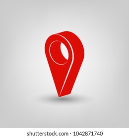 Navigation 3d effect. Navigation vector icon.Navigation red vector icon.