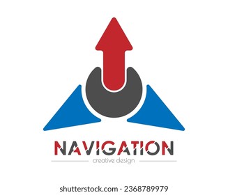 Navegación. Flecha de brújula abstracta, navegación, dirección. Ilustración para sitios web, aplicaciones e ideas creativas. Estilo plano