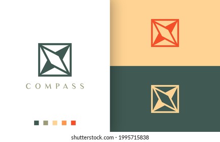 navigation or adventure logo vector design with simple and unique compass shape