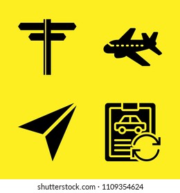 navigation, aeroplane, car repair and directions arrows vector icon set. Sample icons set for web and graphic design