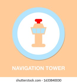 navigation airplane tower icon - vector terminal - flight navigation symbol - airport building