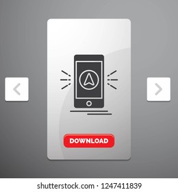 navigation, app, camping, gps, location Glyph Icon in Carousal Pagination Slider Design & Red Download Button