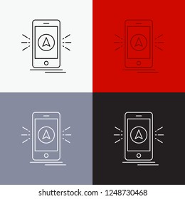 navigation, app, camping, gps, location Icon Over Various Background. Line style design, designed for web and app. Eps 10 vector illustration