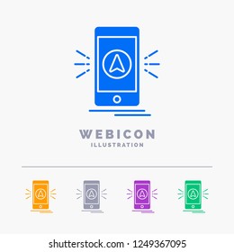navigation, app, camping, gps, location 5 Color Glyph Web Icon Template isolated on white. Vector illustration