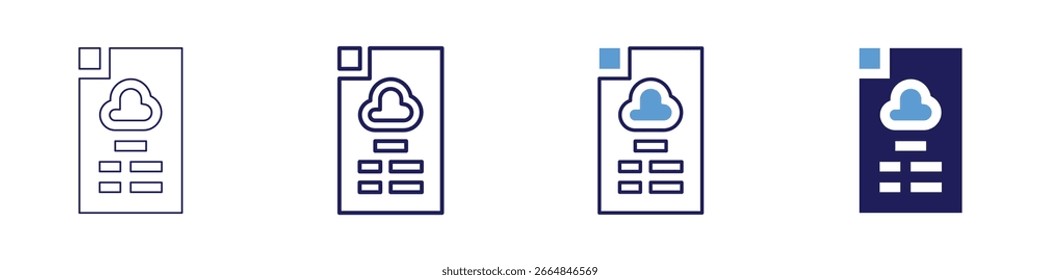 Ícone do aplicativo de navegação em 4 estilos diferentes. Linha Fina, Linha, Linha Negrito, Duotônico. Estilo duotônico. Traçado editável.