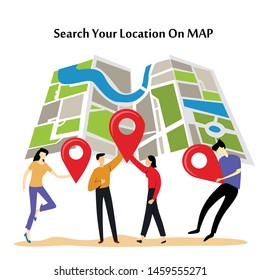 Navigation App With Map, Mobile GPS Route Map Vector Template Design Illustration