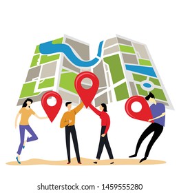 Navigation App With Map, Mobile GPS Route Map Vector Template Design Illustration