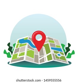 Navigation App With Map, Mobile GPS Route Map Vector Template Design Illustration