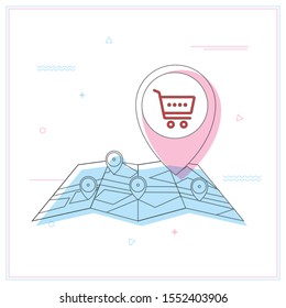 Navigation App With Map Vector Template Design Illustration.