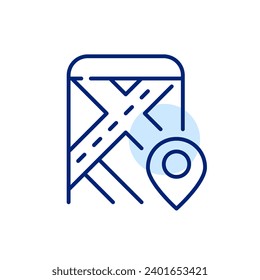 Navigation app for smartphone. Path and map pointer. Pixel perfect icon