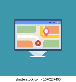 Navigation application on computer screen