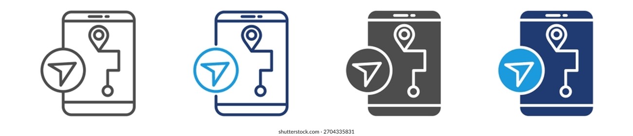 navigation apps icon set multiple style