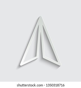 navigation arrow - black vector  icon. symbol of arrow  with shadow on a grey background
