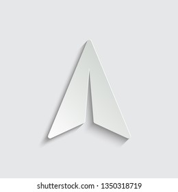 navigation arrow - black vector  icon. symbol of arrow  with shadow on a grey background