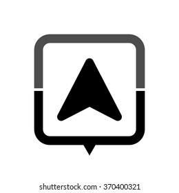 navigation arrow - black vector icon; map pointer;  message bubble