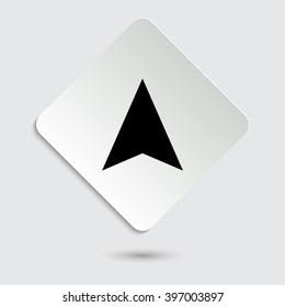navigation arrow - black vector icon  on a paper button
