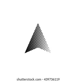 navigation arrow - black vector icon;  halftone illustration
