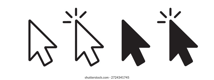Conjunto de cursor de flecha de navegación. Iconos de puntero de Hacer clic digital. Elementos de diseño de interfaz de Web para la navegación en línea.