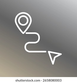 Navigation arrow guiding to map location icon