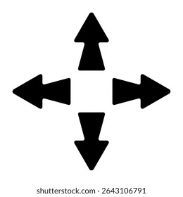 Navigation arrow icon. Outline arrows pointing in four directions. Represents control, positioning, orientation, or spatial interface navigation.